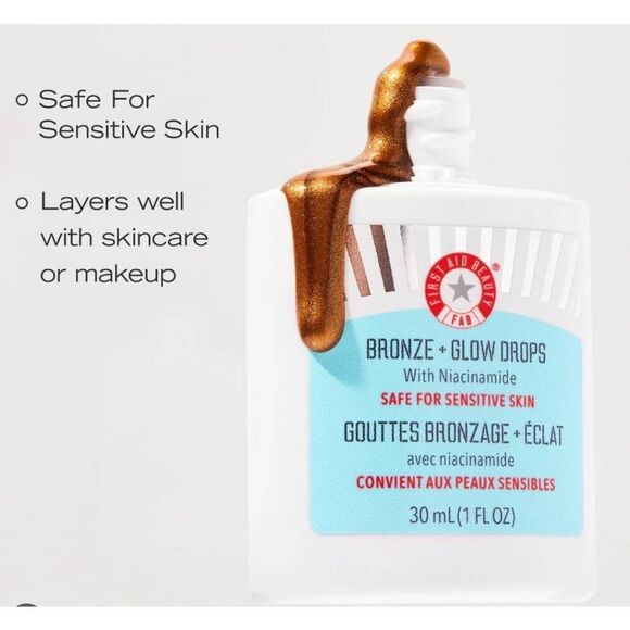 BNIB~FIRST AID BEAUTY Bronze Glow Drops with Niacinamide~1 fl.oz.~ - Picture 2 of 3
